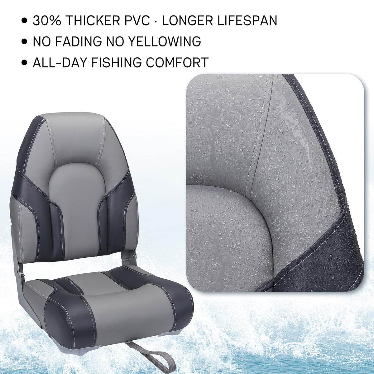 2 Pack High Back Folding Boat Seats L32900