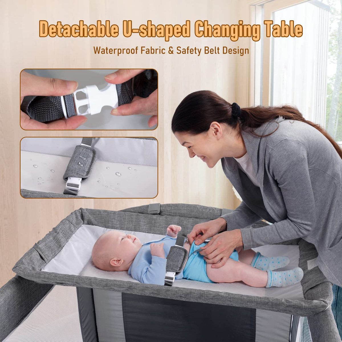5-in-1 Baby Bassinet Bedside Sleeper Playard U167