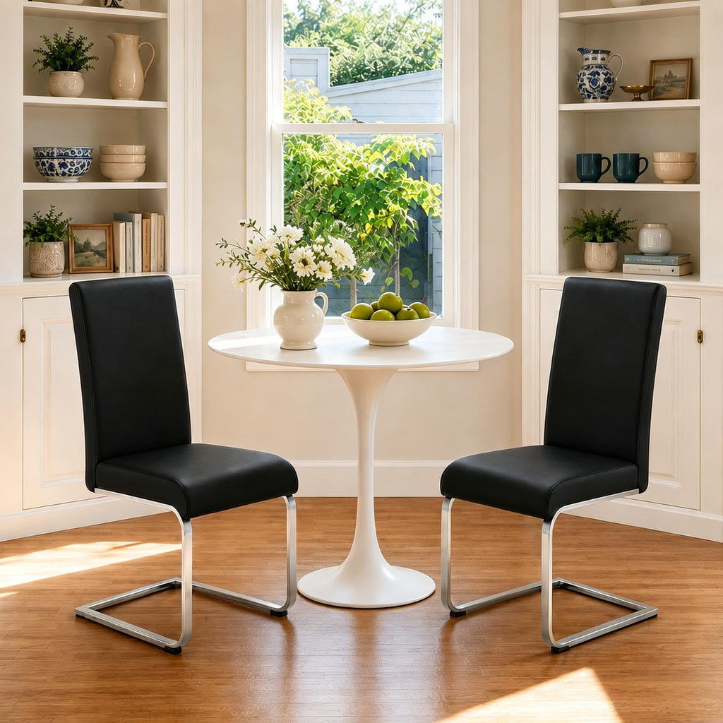Dining Chairs Set of 2 High Back Black R131