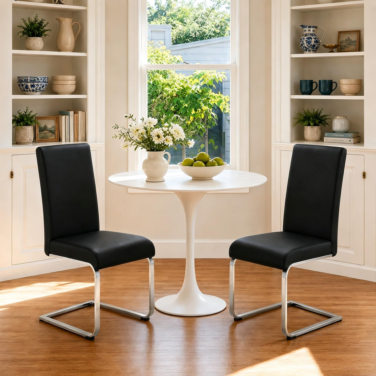 Dining Chairs Set of 2 High Back Black R131