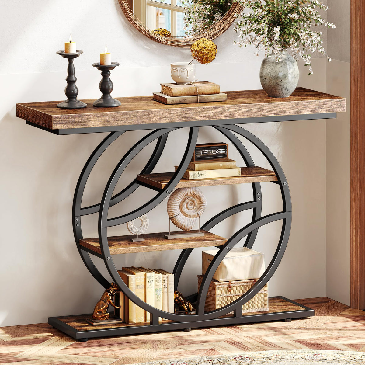 41.3 Inch Entryway Table with Curved Metal Frame U2565