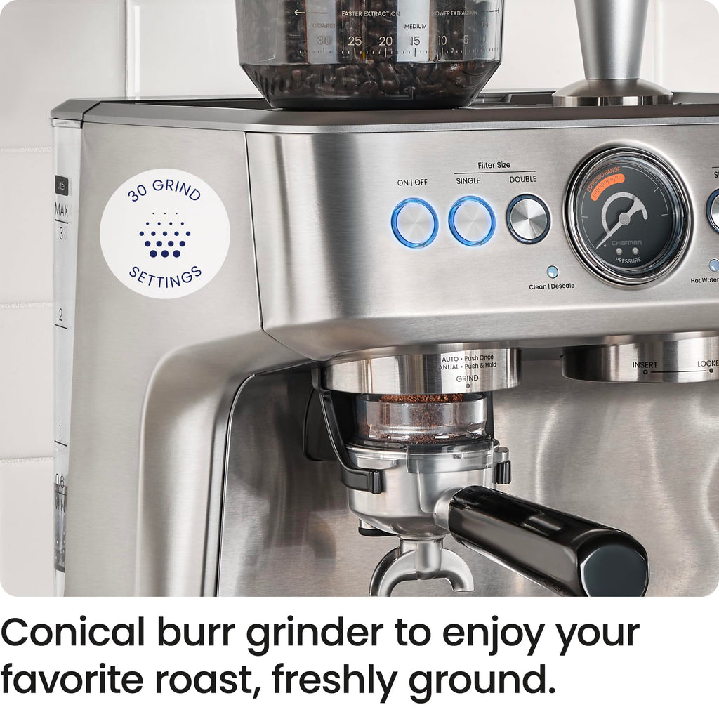 15 Bar Espresso Machine with Milk Frother and Coffee Grinder X864