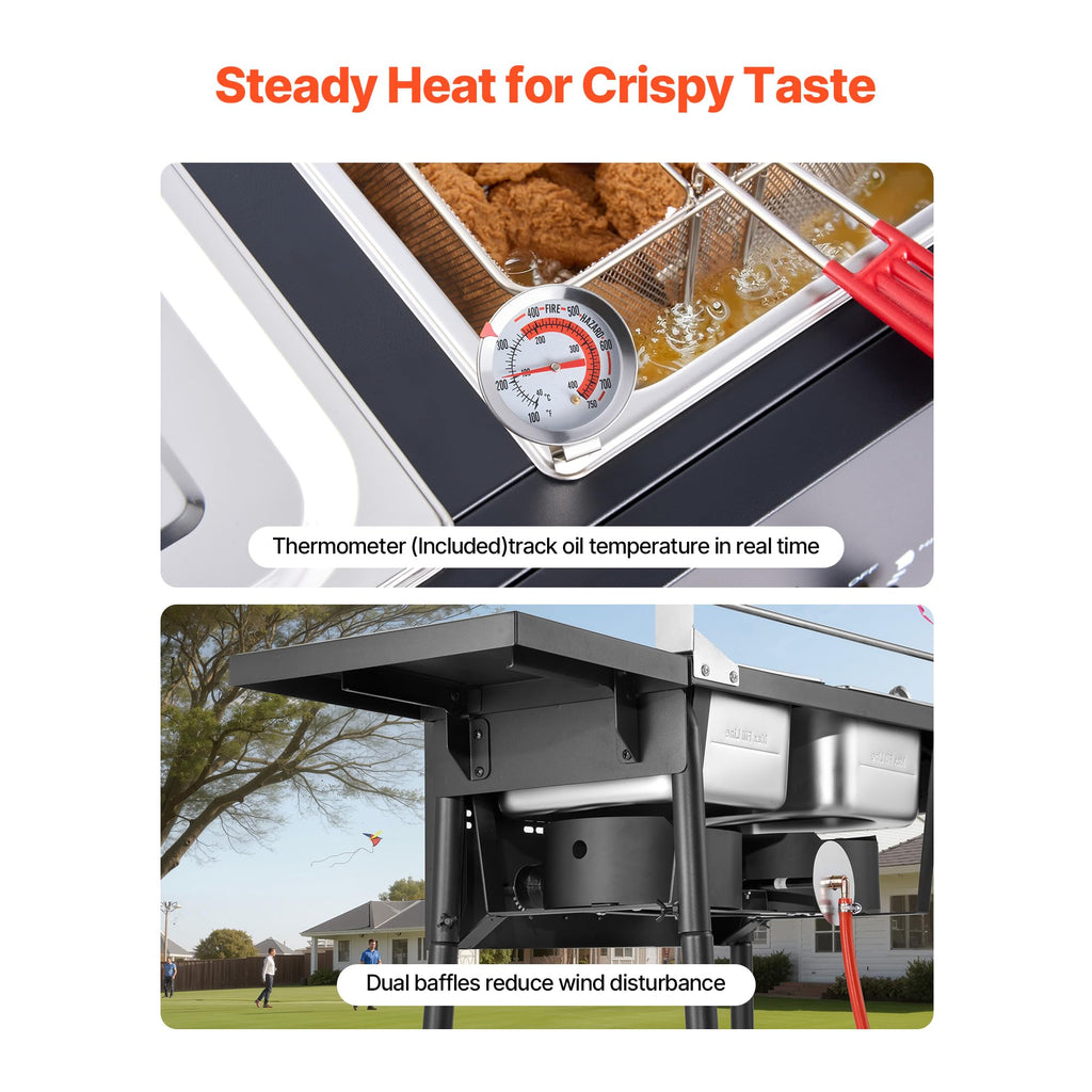 16 Qt Stainless Steel Double Burner Propane Fryer Z246