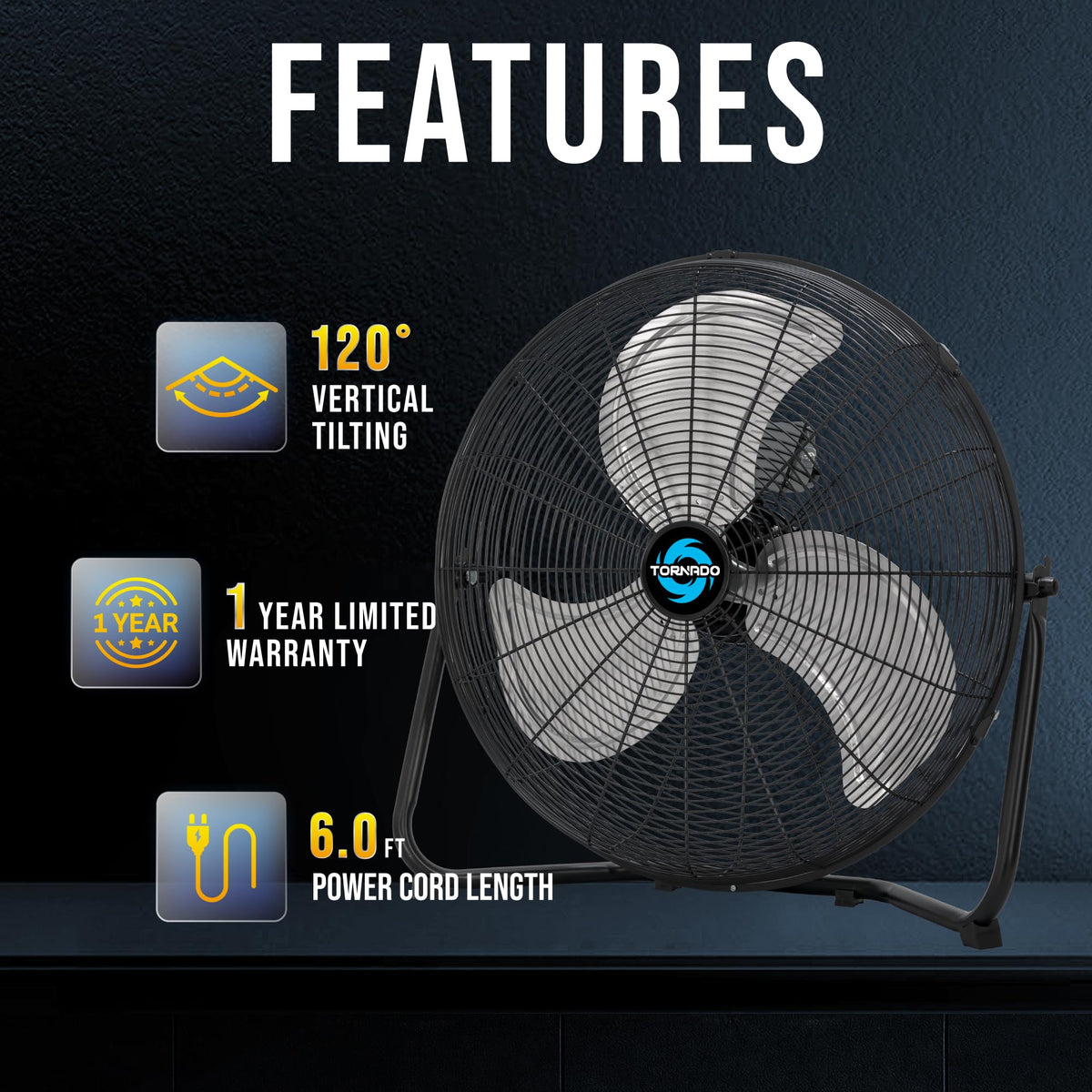 20 Inch 3-Speed High Velocity Metal Floor Fan, 2 Pack L430261