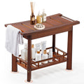 21" Teak Shower Bench with Storage Shelf R33486