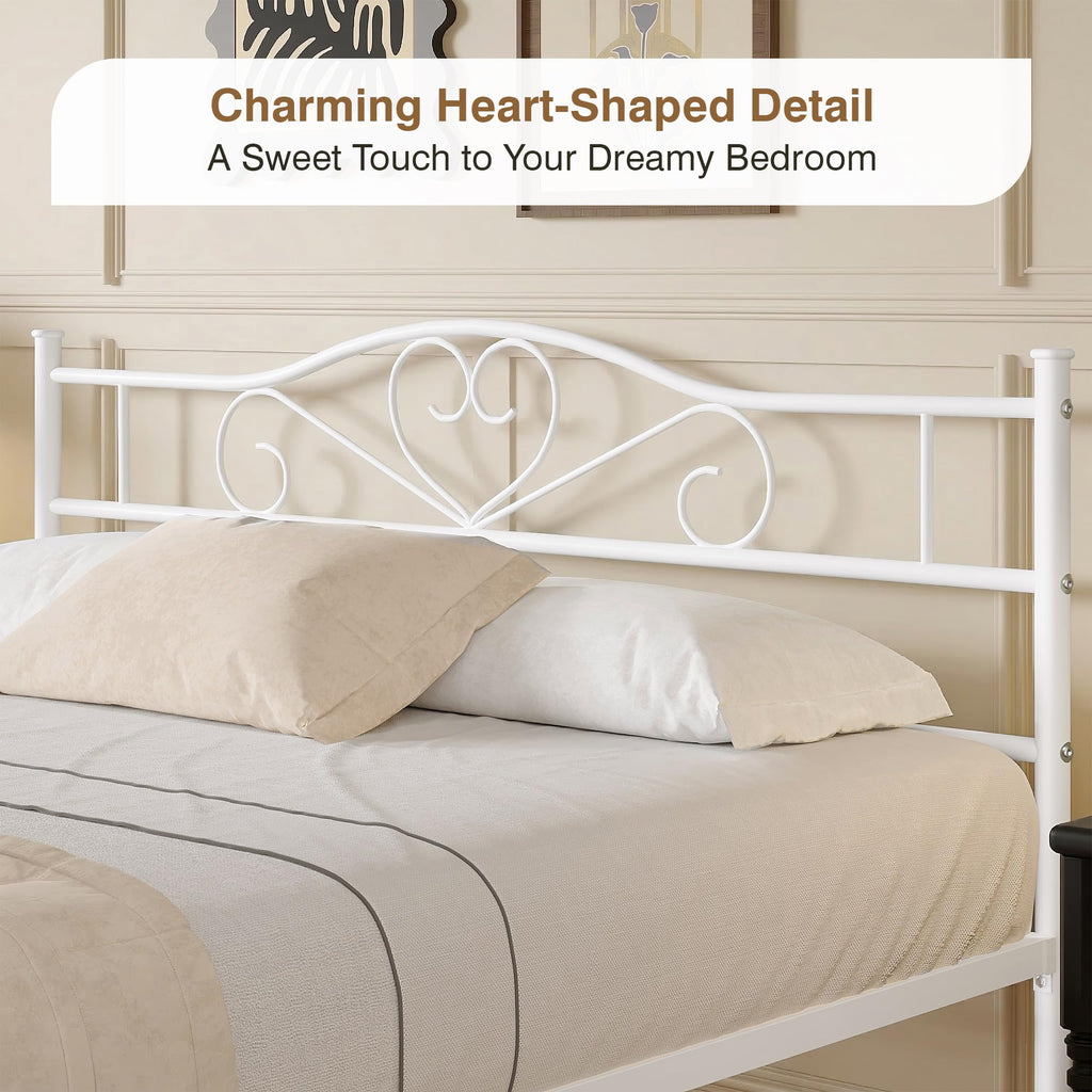 14 Inch Full Size White Metal Platform Bed Frame with Headboard and Footboard Y512814