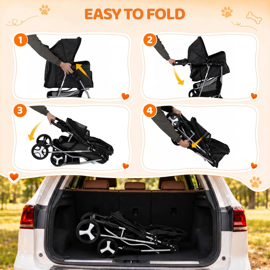 Foldable Pet Stroller with 4 Wheels J492159
