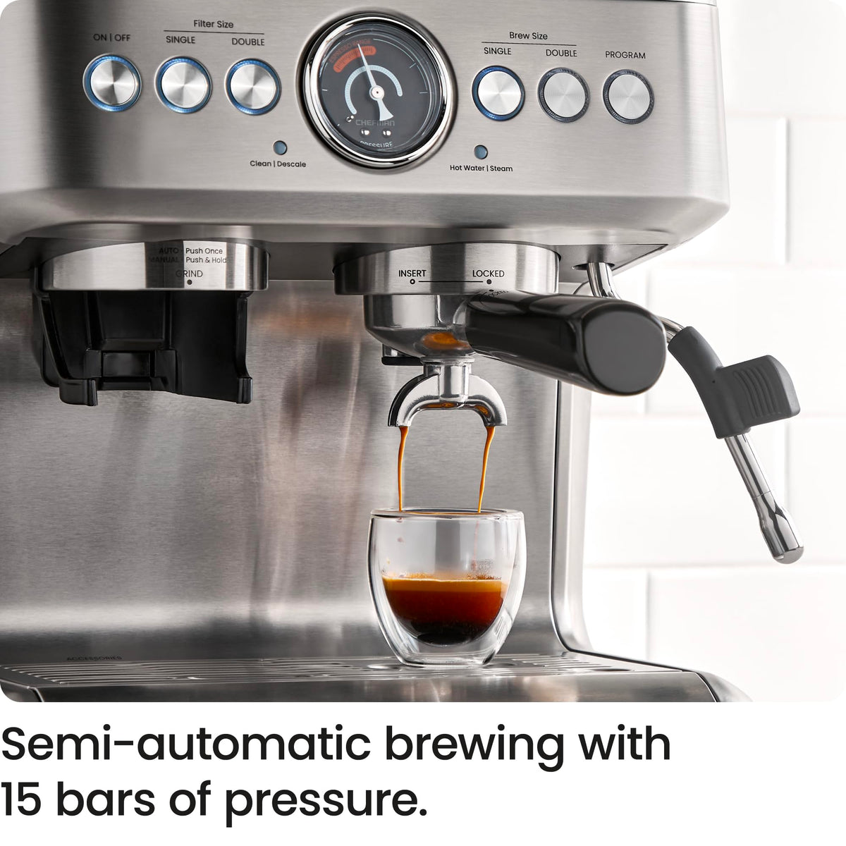 15 Bar Espresso Machine with Milk Frother and Coffee Grinder X864