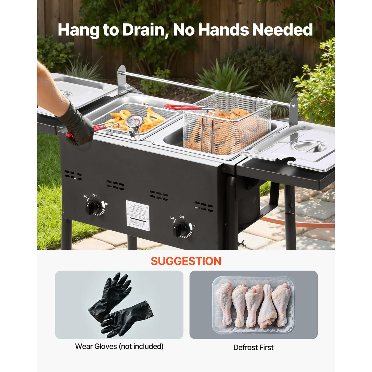16 Qt Stainless Steel Double Burner Propane Fryer Z246