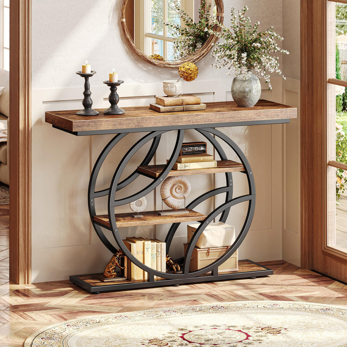 41.3 Inch Entryway Table with Curved Metal Frame U2565