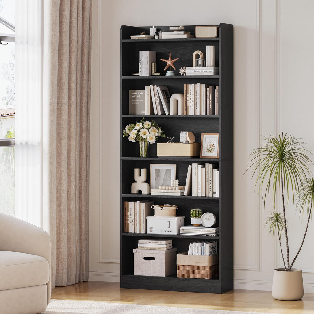 Black 7-Tier Adjustable Shelves Bookcase A5937