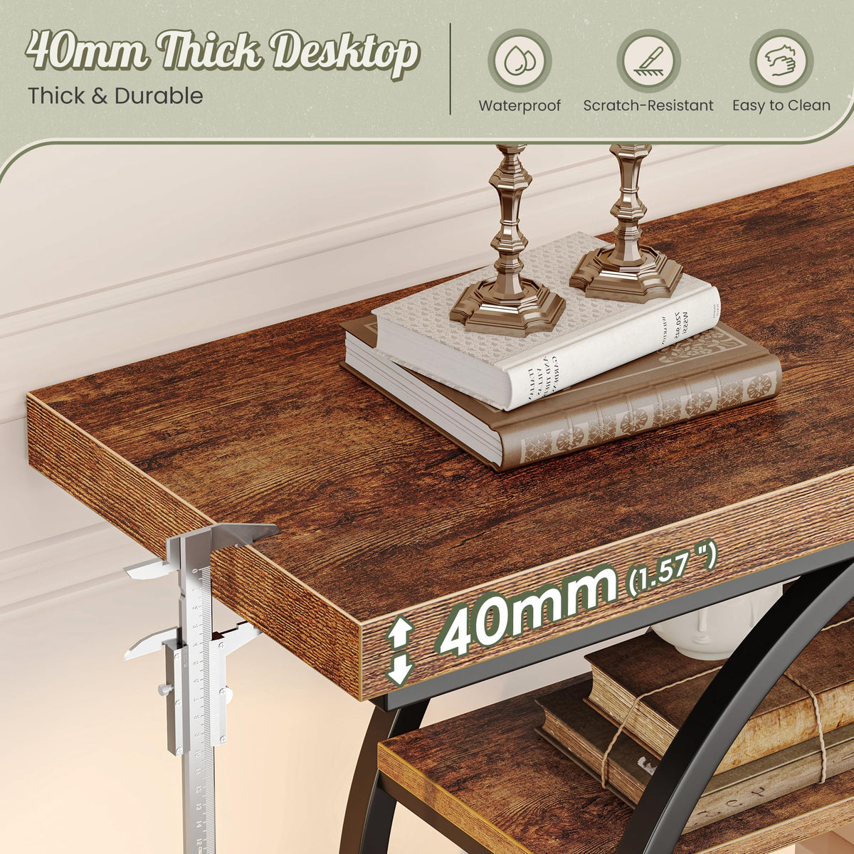 41.3 Inch Entryway Table with Curved Metal Frame U2565