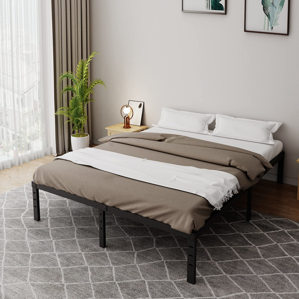 18 Inch Queen Metal Platform Bed Frame Heavy Duty Black P722274